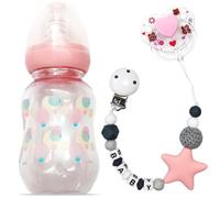 NASSMOSSE Ensemble d'accessoires pour poupée bébé 3 pièces, Comprenant des biberons, Une Sucette magnétique et Une chaîne de Sucette, Ensemble de Jouets d'alimentation pour Accessoires