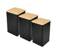 NASSMOSSE Ensemble de 3 boîtes Noires pour thé, café et Sucre, résistantes à l'humidité, avec couvercles en Bois, pour comptoir de Cuisine