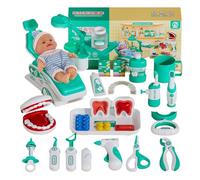 NASSMOSSE Ensemble de Jeu de Dentiste pour Enfants, Ensemble Jeu médecin réaliste pour Tout-Petits avec poupée, Jouet Dentiste éducatif précoce, kit médecin en Plastique pour Les Tout-Petits 3 a