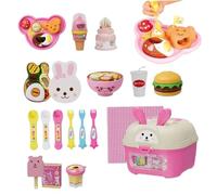NASSMOSSE Ensemble de Jouets d'alimentation en pouding, Simulation de collation, Aliments avec Mallette Rangement, interactif Amusant, Jeu Simulation Nourriture pour Filles et Enfants