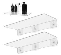 NASSMOSSE Étagère de fenêtre 2pcs, 16x6x2 Extension de Rebord fenêtre Acrylique Transparent pour Les Plantes, Porte-Plante intérieure d'aspiration pour kit Micro-Verts