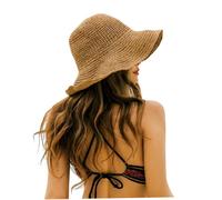 NASSMOSSE Femmes Place Chatme Summer Dames Paille Chapeau de Soleil Pliable