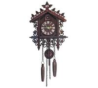 NASSMOSSE Horloge à coucou pour mur traditionnelle vintage Coo Coo Horloge sculptée Koo Koo avec pendentif chiffres romains Tableau de densité décoratif Horloge murale pour la maison et le salon Noir