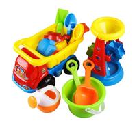 NASSMOSSE Jouets de Sable pour 4 à 6 Enfants, 14 pièces, Jouets de Fosse à Sable, en Plastique sûr et étanche l'eau, Joli bac (Couleur aléatoire)