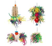 NASSMOSSE Jouets Suspendus pour Oiseaux, 4 pièces, déchiquetage de Nourriture, Cage en Papier, Accessoires pour perruches, Conure, calopsitte