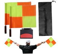 NASSMOSSE Kit d'arbitre de Football Drapeaux d'arbitre de Football avec Cartes Rouges/Jaunes, sifflet et Sac Rangement, Assistant Complet Pratique pour Professionnel Amateur