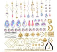 NASSMOSSE Kit de Bricolage Exquis en Laiton et Cristal, Kit de Bricolage avec boîte Rangement, Attrape-Soleil doré pour Adulte, pour fenêtre, Jardin, Voiture, Pendentif, 200 pièces/Ensemble