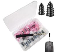 NASSMOSSE Kit de Clous en Caoutchouc pour réparation de pneus, 40 pièces, Petits et Grands Bouchons Pneu à Visser Robustes avec Tournevis et boîte Rangement pour réparation crevaison Voiture,