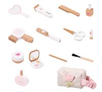 NASSMOSSE Kit de Maquillage en Bois avec Fer à friser, sèche-Cheveux, Peigne, Miroir, Rouge à lèvres, Mascara, Parfum et Plus Encore, kit éducatif pour Filles Style 2