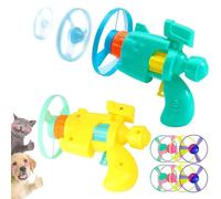 NASSMOSSE Lanceur de Disque Volant Lumineux, 2 Jeux, Jouet interactif à hélice colorée, Jeu interactif pour Chat d'intérieur et d'extérieur