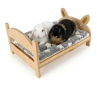 NASSMOSSE Lit en Bois pour Petits Animaux avec Couverture Douce Amovible 2 en 1 pour cochons d'Inde, Chinchillas, Lapins, Chatons, hérissons