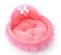 NASSMOSSE Lit Princesse pour Chien avec Bordure à Volants, lit pour Chiot en Peluche Douce et Chaude avec Coussin Amovible, canapé Confortable pour Chat