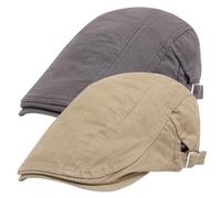 NASSMOSSE Lot de 2 casquettes plates réglables en coton pour homme, chapeau de taxi classique vintage et respirant, pour homme