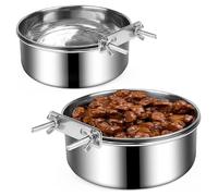 NASSMOSSE Lot de 2 gamelles pour Chien pour Caisse avec 2 Supports de boulons, 7, 09 po/6, 30 po, gamelle d'eau Suspendue, Robuste, Anti-déversement, Ronde, Lavable, en Acier Inoxydable