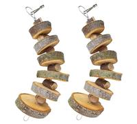 NASSMOSSE Lot de 2 Jouets à mâcher pour Lapin, Jouets en Bois Naturel sûr, Lapin à mâcher Amusant, Boule Ronde pour Hamster, Jouet en Bois Suspendre pour Lapins, Chinchilla, cochons d'Inde, Hamsters