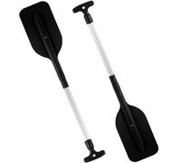 NASSMOSSE Lot de 2 pagaies de Kayak télescopiques avec Lames en Plastique, pagaie de canoë, poignée en T, rames de Bateau Portables pour canoës, Bateaux gonflables, Bateaux d'urgence, Noir