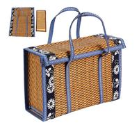 NASSMOSSE Panier de Pique-Nique 14x10x7 Sac de Pique-Nique tissé Bambou Pliable avec fourre-Tout