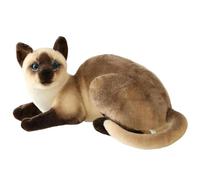 NASSMOSSE Peluche de Chat Siamois 10 Pouces Posture couchée réaliste Chat Siamois Animal en Peluche Doux pour la Peau Poupée Respirante en Coton câlin