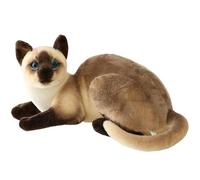 NASSMOSSE Peluche de Chat Siamois 12 Pouces, Posture couchée réaliste, Animal en Peluche de Chat Siamois, poupée Respirante et Douce pour la Peau, en Coton câlin