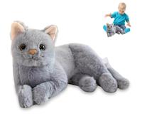 NASSMOSSE Peluche pour Chat, Oreiller de Simulation de Chat 11.81, Jouet en Peluche Doux et Confortable, Vif et réaliste, Oreiller en Mignon, Jouets en réalistes, Cadeaux pour Enfants, Gris