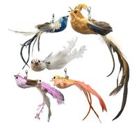 NASSMOSSE Recharge de Jouet en Plumes de Chat, 5 pièces, Baguette Chat en Forme mariée, Accessoires d'oiseaux Volants Mignons avec Cloches, Jouets interactifs pour Les compétences Jeu et Chasse des