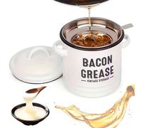 NASSMOSSE Récipient à Graisse de Bacon en émail avec passoire, spatule et Couvercle, pour ustensiles de Cuisine, 12 x 17 cm