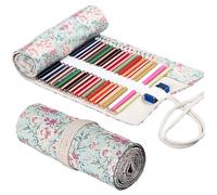 NASSMOSSE Rouleau de Crayon de 32x8 Pouces 72 Plans, boîtier au Crayon de Couleur en Toile Florale avec Cravate de câble pour Les Artistes, étudiants en Art, Fournitures Scolaires