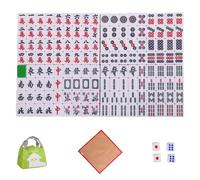 NASSMOSSE Set Mahjong, 144pcs Mini Mahjong Game Set, 1 '' Cartes de Taille de Voyage 2023, Ensembles Carreaux Portables et légers avec 4 dés, Nappe et Sac Rangement
