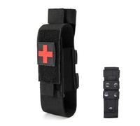 NASSMOSSE Support pour garrot 19,1 x 4,1 x 4,1 cm, pochette portable avec patch médical amovible, support de garrot élastique Molle pour randonnée, camping, escalade, noir