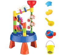 NASSMOSSE Table à Eau pour Enfants 32 pièces/Ensemble Table de Sable et d'eau vibrante Arrondie d'été avec Roue et Entonnoir de Sable Jouet bac à Plage sensoriel pour garçons Filles