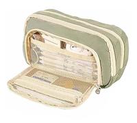 NASSMOSSE Trousse à Crayons Multi-Poches de capacité avec Fermeture éclair et Fermeture éclair, Sac en Toile Mignon, Pochette Pliable pour Adolescentes et Adultes, Vert