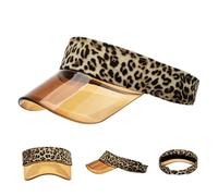 NASSMOSSE Unisexe Leopard Imprimer Soleil Visor Hat A réglable Femmes Pub Golf Visor Cap Soleil UV Protection Place Sun Sun pour Summer Golf Tennis Poker Parties