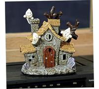 NASSMOSSE Village d'halloween, Figurines de Maisons hantées Lumineuses et effrayantes de 12, 7 cm, Maisons Village d'halloween en résine pour décoration Table fêtes