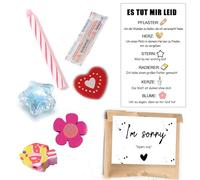 Nastami Carte d'excuse « Es tut mir leid », carte postale avec déclaration des symboles, coffret cadeau avec cœur et étoile