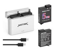 NASTIMA 2 Pack 2100mAh Li-ION Batteries pour Osmo Action 5 Pro/4/3 | Batteries de Rechange pour DJI Osmo Action 360, USB-C Double Câble, PD-Schnellladegerät, LED Chargeur，Longue Durée de Vie