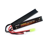 NASTIMA Batterie Lipo Airsoft 1300 mAh 7,4 V 2S 15C pour prise Mini Tamiya | Mini Tamiya Fiche 2S Cellules Certifié CE Modèle AS74-LI13