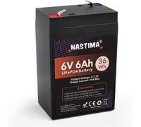 NASTIMA Batterie Rechargeable 6V 6Ah LiFePO4 avec Protection BMS et Cycle Profond 2000, adaptée aux Kits de Éclairage Électrique de Secours, Voitures Jouets pour Enfants, Bateaux à Moteur, Camping