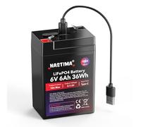 NASTIMA Batterie Rechargeable 6V 6Ah LiFePO4 avec Protection BMS et Cycle Profond 2000, Chargement Type-C, adaptée aux Kits de Éclairage Électrique de Secours, Voitures Jouets pour Enfants, Camping