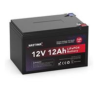 NASTIMA LiFePO4 Batterie 12V 12Ah 144Wh Rechargeable avec Protection BMS et Cycle Profond 4000, adaptée aux Kits de Panneaux solaires, poussettes, Camping-Cars, Bateaux, Camping, détecteur de Poisson