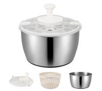 Nastopee Essoreuse à Salade, Grand Bol en Acier Inoxydable de 4,8 L, saladier avec Couvercle, essoreuse à Salade avec manivelle et Bouton d'arrêt, Base antidérapante, Bol mélangeur, Bol Isotherme
