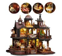 Nastopee Maison Miniature a Construire avec Lumineuse, DIY Book Nook Miniature a Construire, Nook Book Miniature House Kit Café Miniature Kit De Modèle Décoration Intérieure Cadeau d'anniversaire