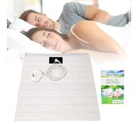 Nastopee Tapis de sol, 68 x 132 cm, blanc, coton, double, carreaux, tapis de sol, drap plat, améliore le sommeil, réduit l'anxiété, la douleur, l'inflammation, le soulagement des maux de tête