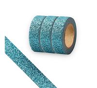 Nastro adesivo glitterato, 3 rotoli di nastro decorativo da 15 mm, autoadesivo, per lavori fai da te, proiettile, artigianato, confezioni regalo, scrapbooking (blu)