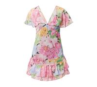 Nasty Gal Robe d’été bleu clair / or / vert / rose, Taille 42