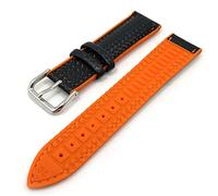 NASUNJIA 18mm 20mm 22mm Bracelet En Silicone En Fiber De Carbone En Cuir Résistant À La Sueur En Caoutchouc Remplacement Bracelet Bande Hommes Montre Accessoires Orange(Orange,20mm)