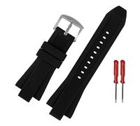 NASUNJIA Bande de montre en caoutchouc compatible avec Mordre Regarder les séries MK8184 MK8152 MK9020 MK8730 MK8761 8295 8296 Bracelet for hommes de silicone convexe 29 * 13mm noir bleu(Black-silver)