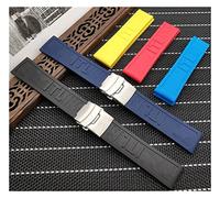 NASUNJIA Bande de montre en caoutchouc en silicone 22mm 24mm noir jaune bleu rouge bracelet de montre bleue adaptée à la navigation/avenger/Breitling Strap toos(Red,22mm Silver buckle)