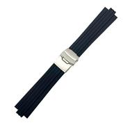 NASUNJIA Bracelet De Montre Convexe En Caoutchouc De Silicone 24x11mm 24x10mm 22x12mm Bracelet De Montre À Boucle De Sécurité En Acier Inoxydable For Homme(Blue-black,24X10MM_5MM PORT-DEPTH)