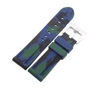 NASUNJIA Bracelet de montre en caoutchouc coloré camouflage 22 mm, 24 mm, 26 mm, compatible avec les montres for hommes, compatible avec les montres Gear S3 Classic et Panerai(Blue Silver buckle,22mm)