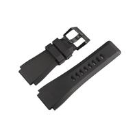 NASUNJIA Bracelet De Montre en Caoutchouc De Silicone Noir, 34mm X 24mm, Boucle Ardillon, Étanche, Compatible avec Bell Ross BR01 BR03 Watch BR(Black Black Buckle)